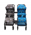 Silla de paseo Gemelar Reyes Azul y Gris