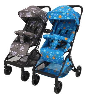 Silla de paseo gemelar Reyes azul y gris