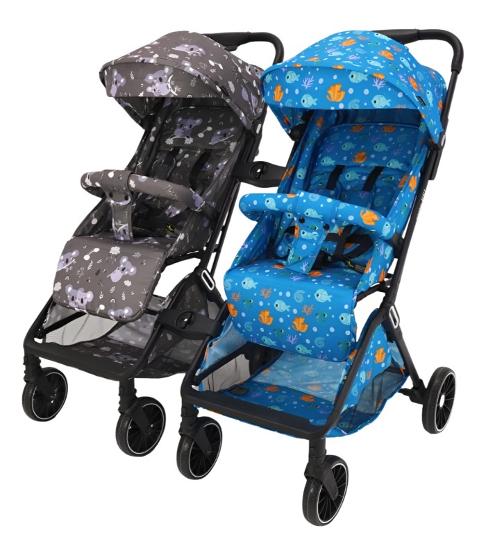 Silla de paseo gemelar Reyes azul y gris