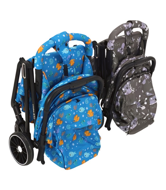 Carrinhos de passeio de gémeos Reyes Azul e Cinza